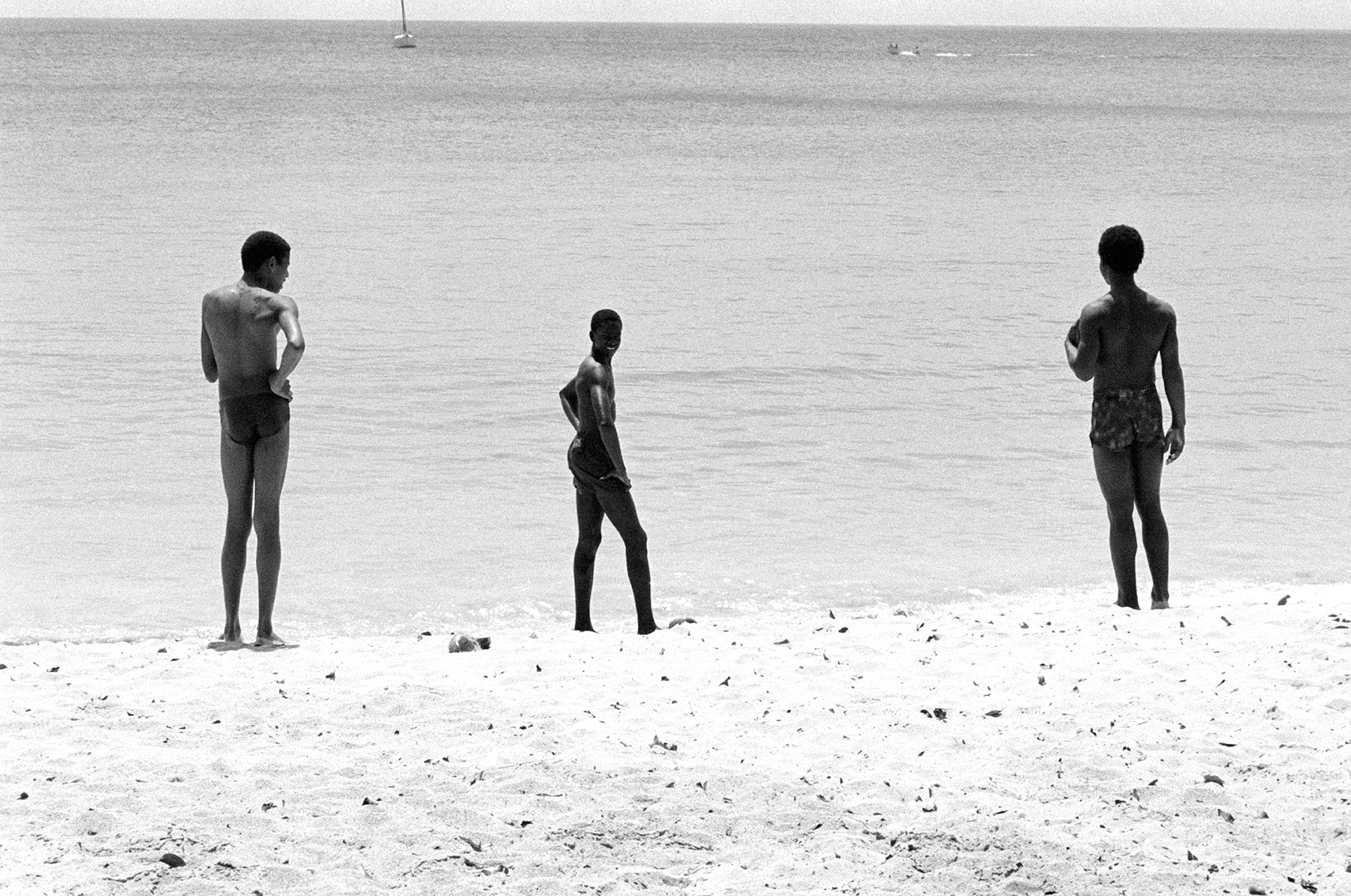 Photos by Francesca Phillips of boys playing on the beach in Barbados